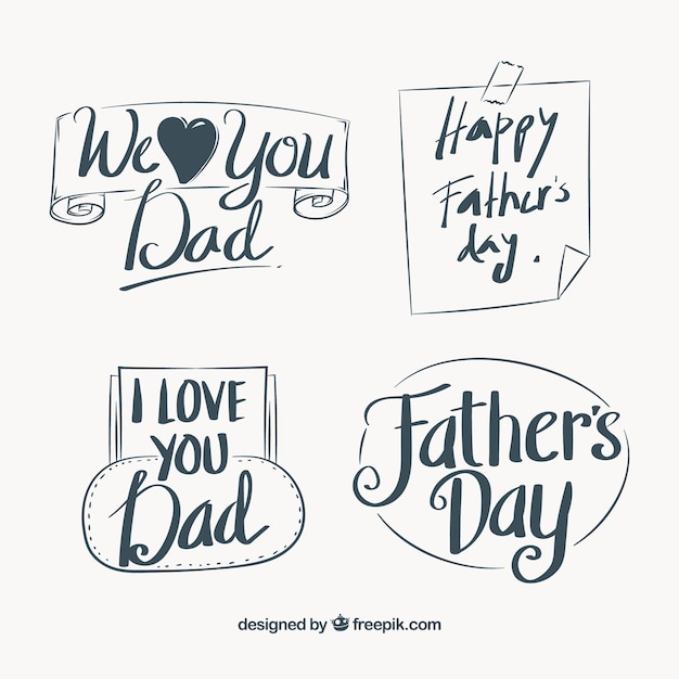 Set of note and retro father\'s day\
stickers