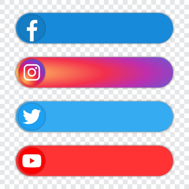 人気のソーシャルメディアロゴのセット Facebook Instagram Twitter Youtube プレミアムベクター