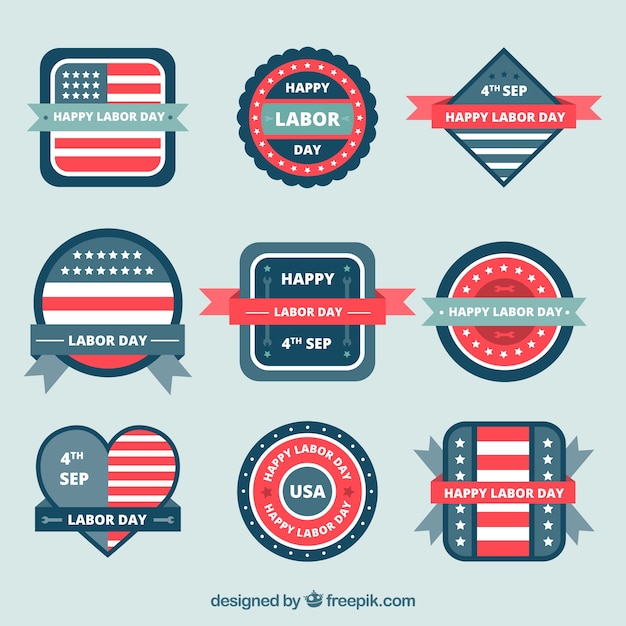 Set of patriotic badges for labor day