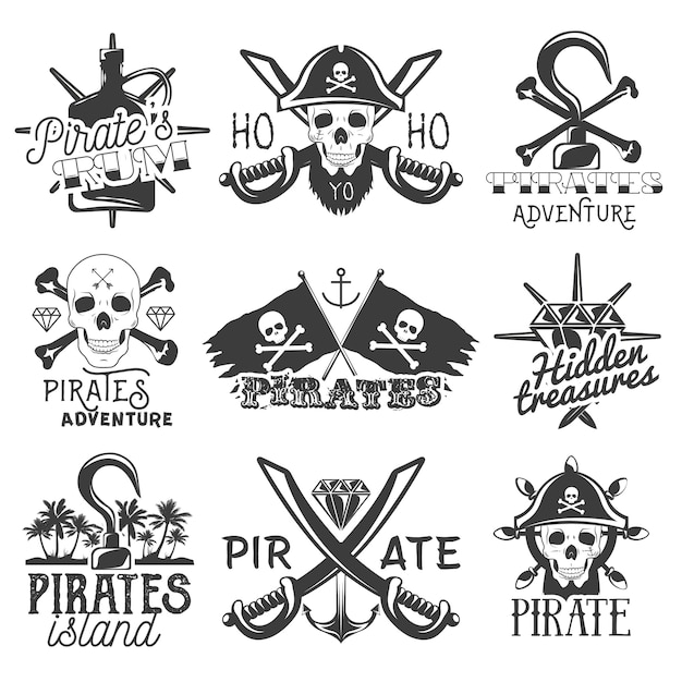 海賊のロゴのセット プレミアムベクター