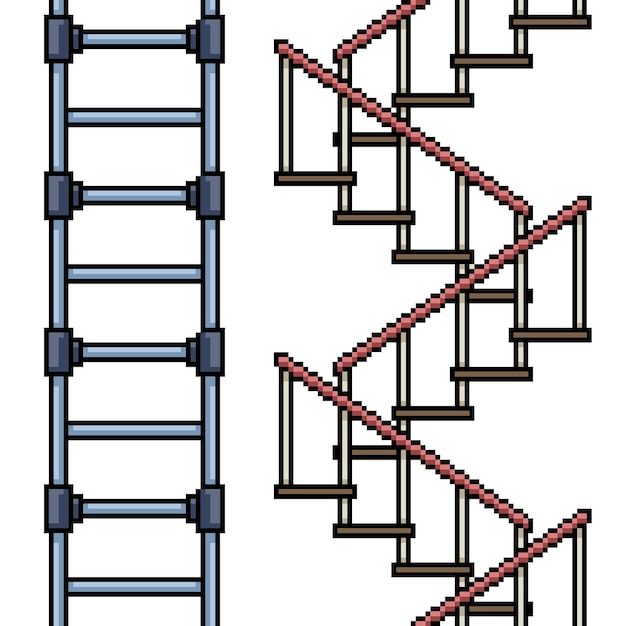ピクセルアート分離階段ループのセット プレミアムベクター