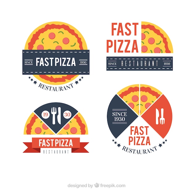 Set of pizza logos