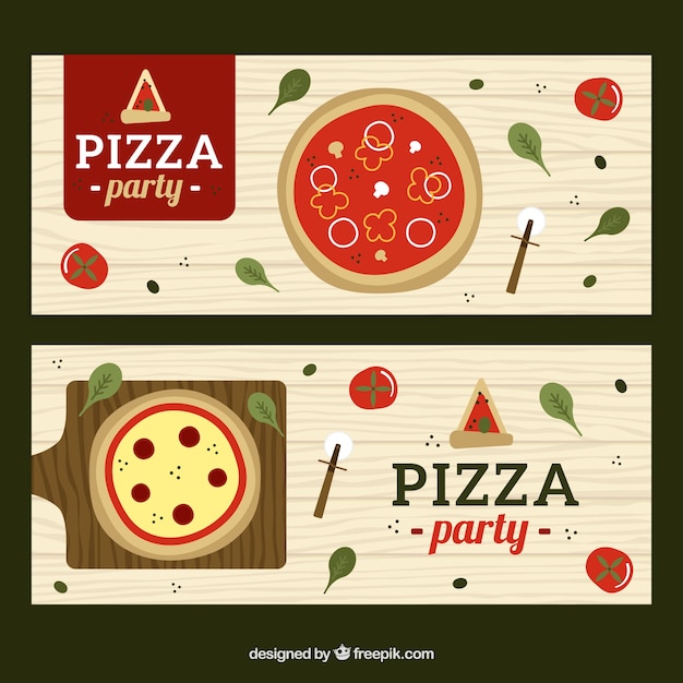 Set of pizza party banners