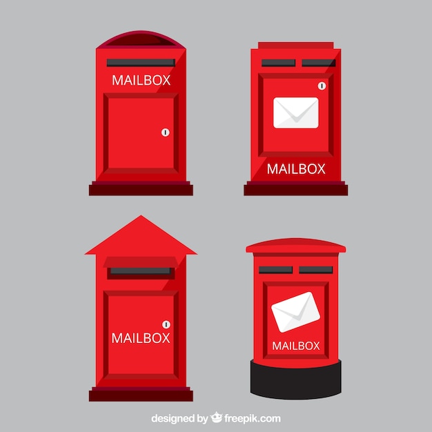 Download Set of red mailboxes Vector | Free Download