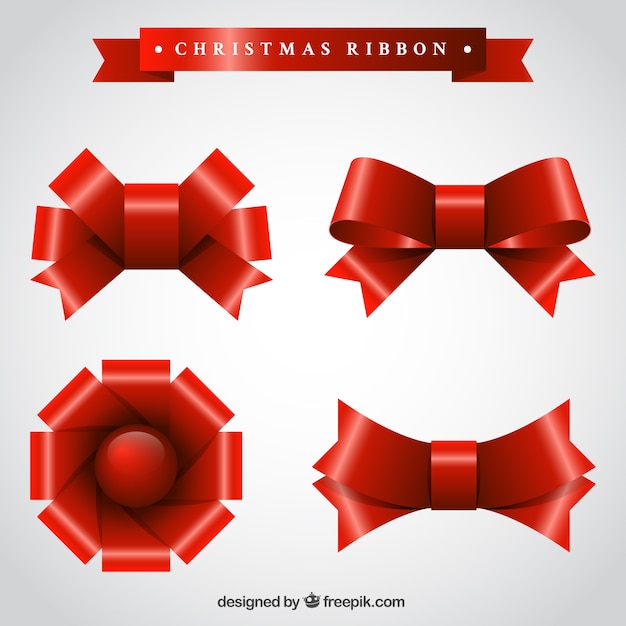 Download Set of red ribbons for christmas gifts Vector | Free Download