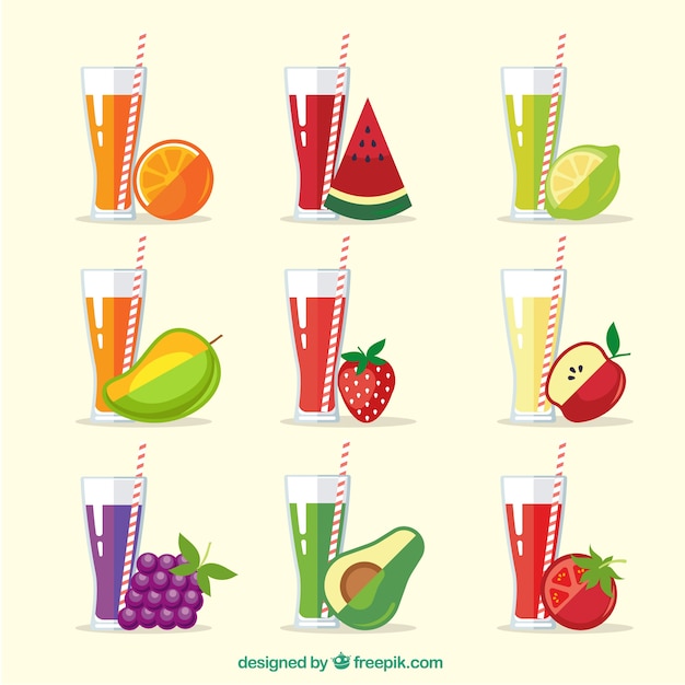 Set of refreshing fruit juices