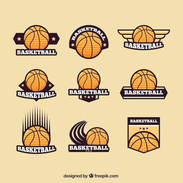 Set of retro basketball logos