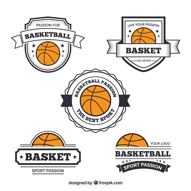 Set of retro basketball stickers