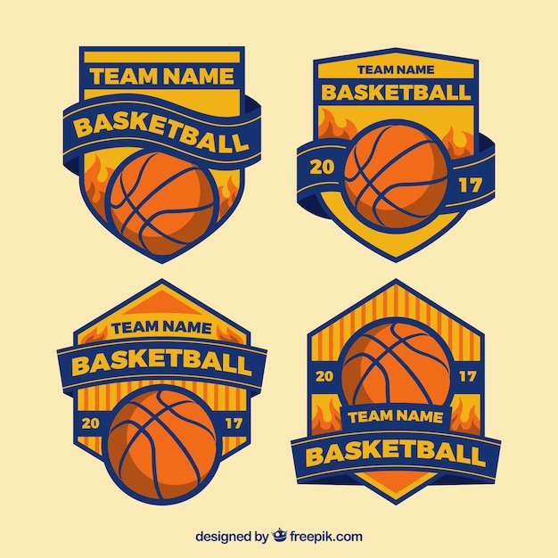 Set of retro basketball team badges