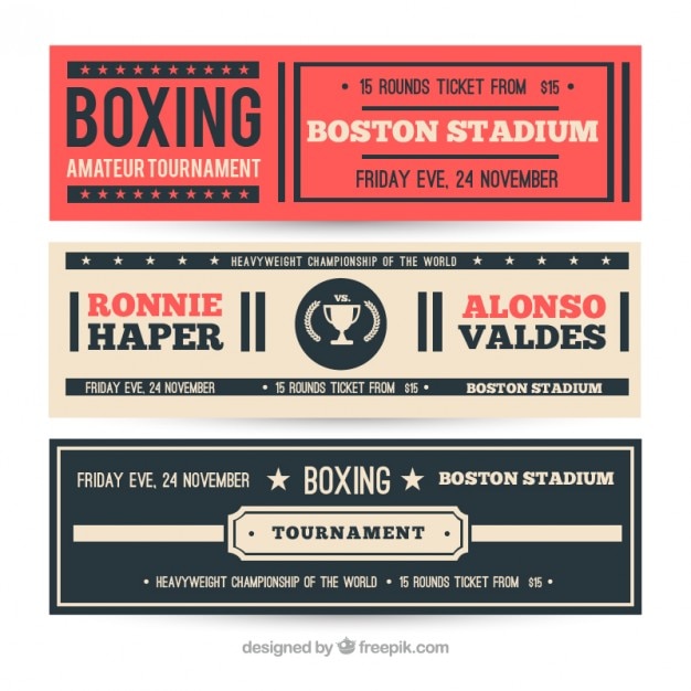 Set of retro boxing banners