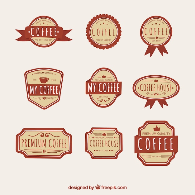 Set of retro decorative coffee stickers