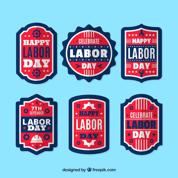 Set of retro decorative labor day
stickers