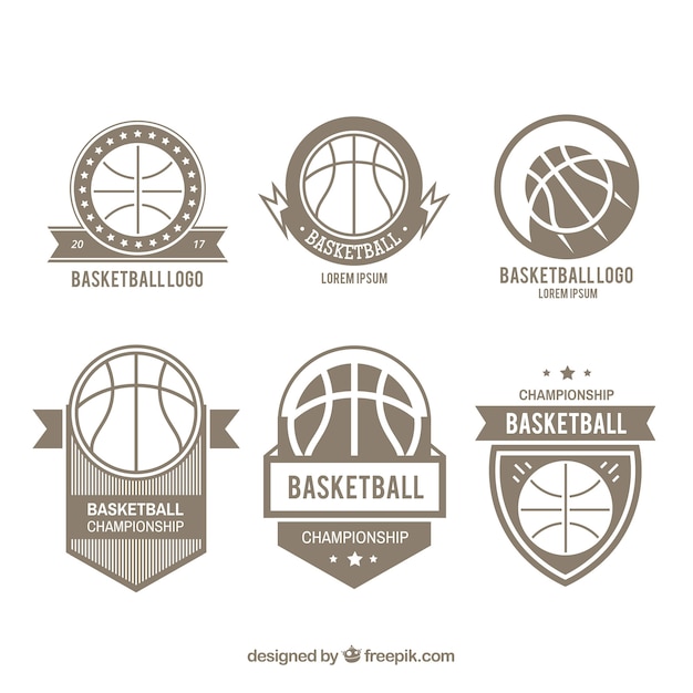 Set of six basketball logos Vector | Free Download