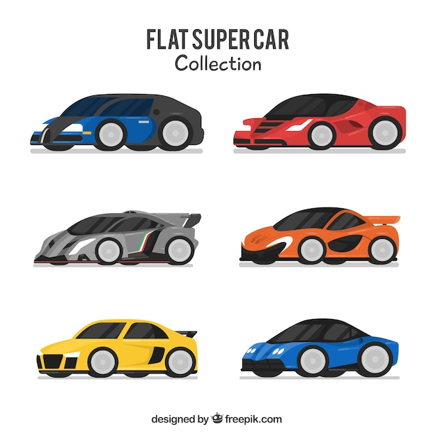 Set of six modern cars in flat design