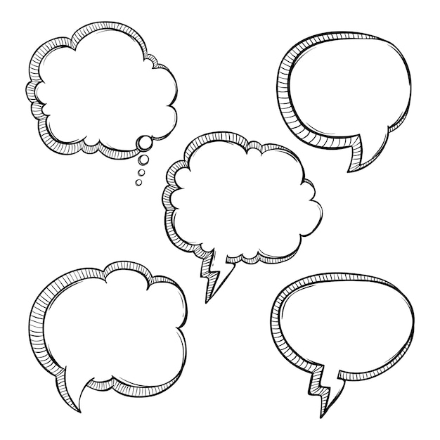 Download Set of Sketchy Bubbles Talk or Speech With Line Art or ...