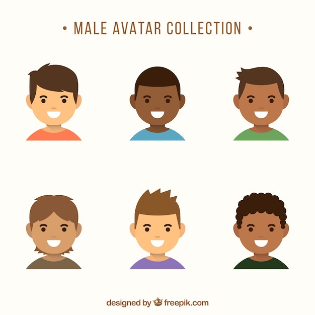 Set of smiley men avatars