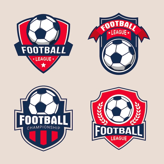 サッカーサッカー大会のバッジのロゴのテンプレートのセット プレミアムベクター