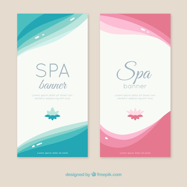 Set of spa center banners with waves Free Vector Set of spa center banners with waves Free Vector