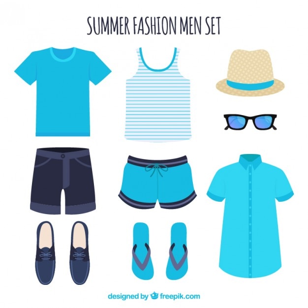 Download Set of summer clothes for man Vector | Free Download
