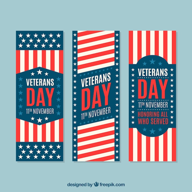 Set of three banners of veterans day