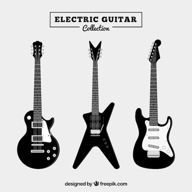 Set of three black electric guitars Vector | Free Download