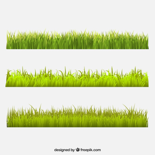 Set of three decorative grass borders