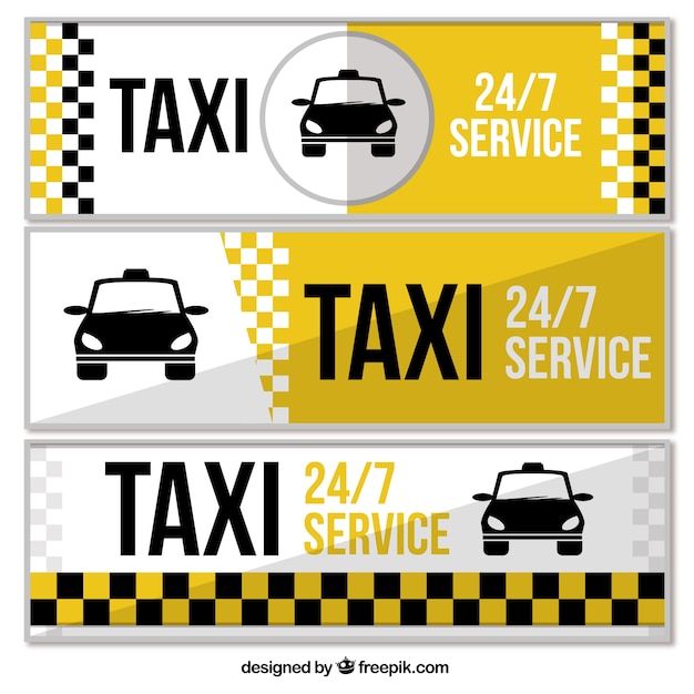 Set of three taxi service banners