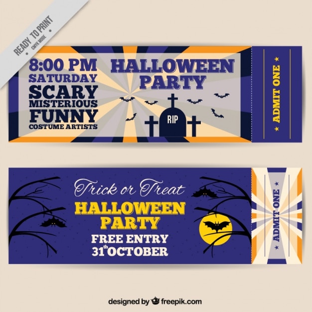 Set of tickets for halloween party