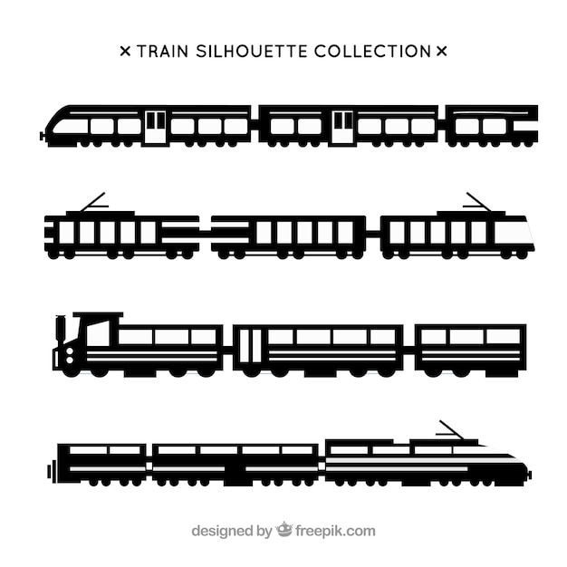 Set of train silhouettes