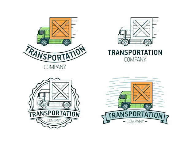 Nabor Shablonov Logotipa Transporta Transportnyj Logotip S Gruzovikom Premium Vektory