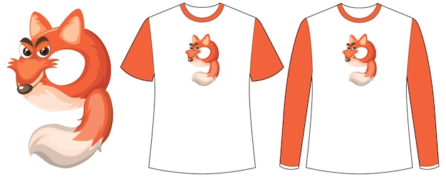 Tシャツの数9形画面でフォックスとシャツの2種類のセット 無料のベクター