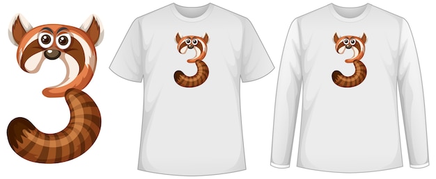 Tシャツの3番目の形の画面でアライグマと2種類のシャツのセット 無料のベクター