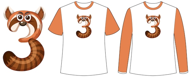 Tシャツの3番目の形の画面でアライグマと2種類のシャツのセット 無料のベクター