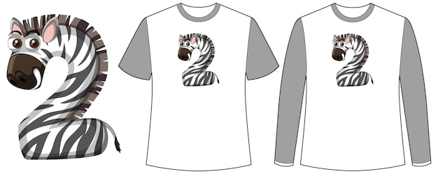 Tシャツの2番目の形の画面にシマウマと2種類のシャツのセット 無料のベクター