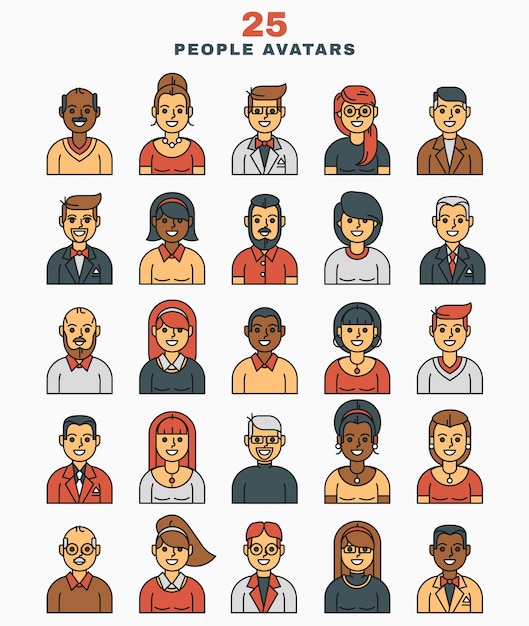 Set of vector illustration a flat avatars icons Free Vector Set of vector illustration a flat avatars icons Free Vector