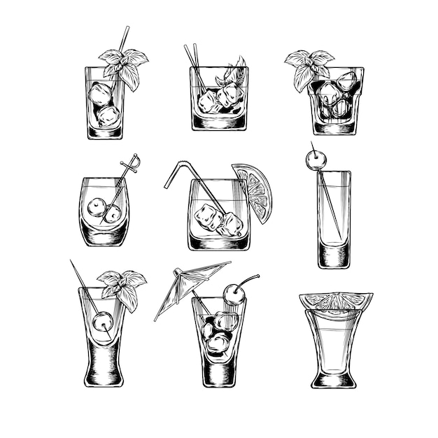 Set of vector illustration stemware Free Vector Set of vector illustration stemware Free Vector