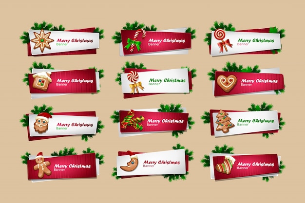 Set of vector New Year banners Free Vector Set of vector New Year banners Free Vector