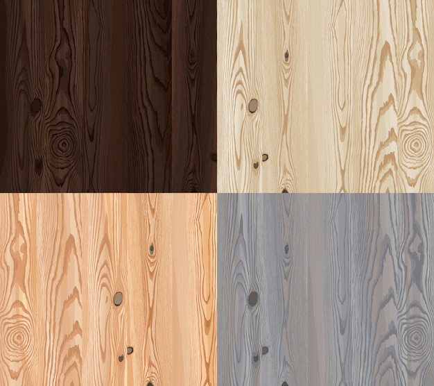 Set of vector wooden texture with natural\
pattern