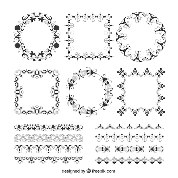 Set of victorian frames and borders Vector | Free Download