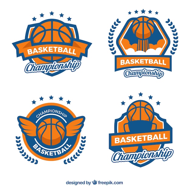 Set of vintage basketball badges Vector | Free Download