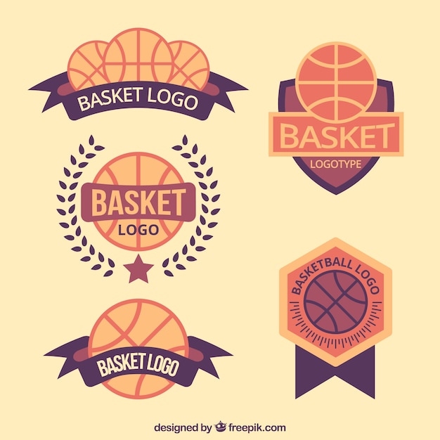 Set of vintage basketball logos