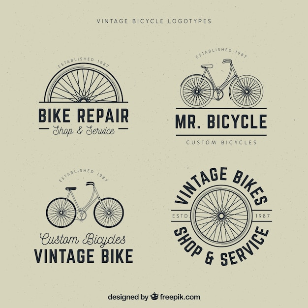 Set of vintage bicycle logos