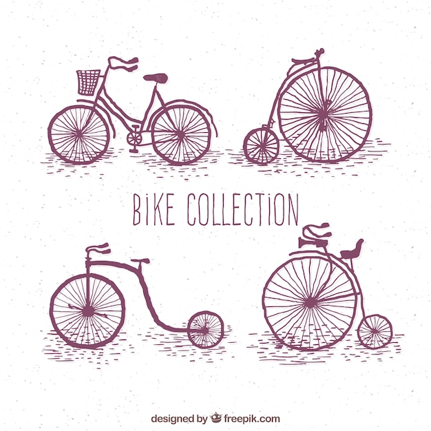 Set of vintage bicycle sketches