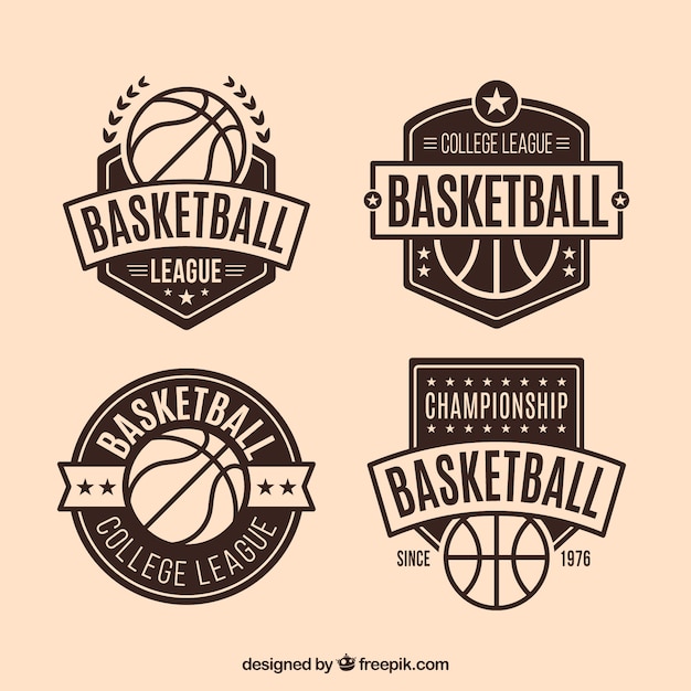 Set of vintage decorative basketball\
badges