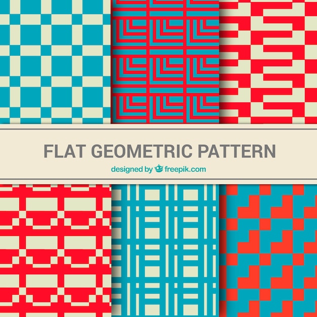 Set of vintage geometric colored patterns