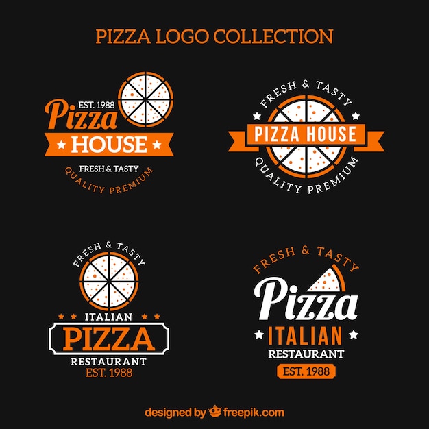 Set of vintage pizza logos