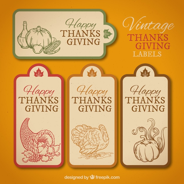 Set of vintage thanksgiving labels