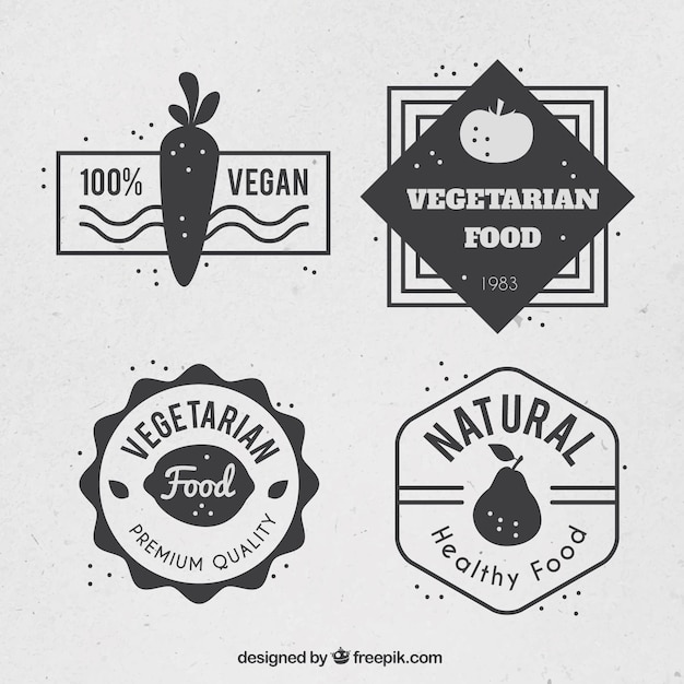 Set of vintage vegan badges Vector | Free Download