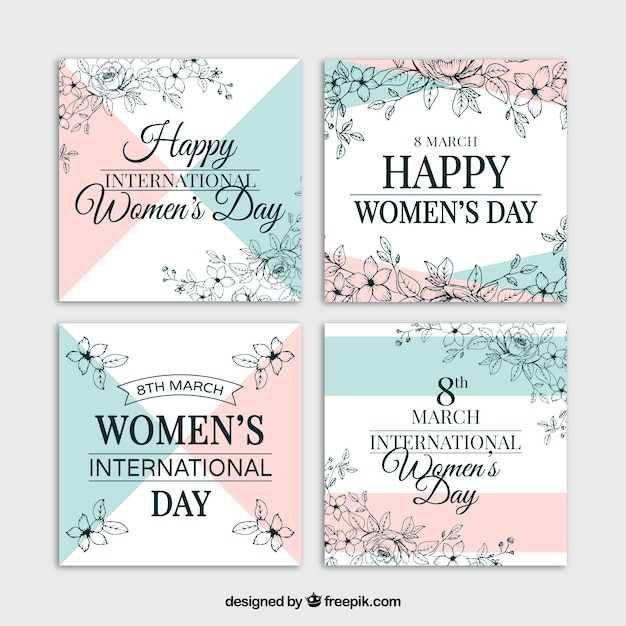 Set of vintage woman's day cards