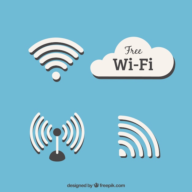 Set of wifi symbols in flat design Vector | Free Download